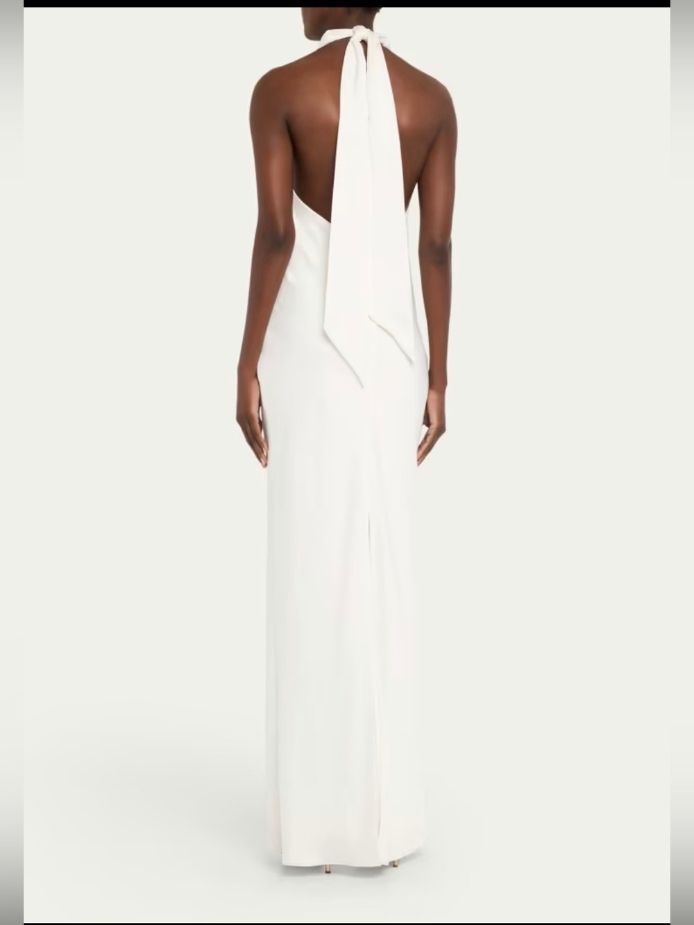 Ramy Brook Tatiana Low Cut Halter White Silk Gown